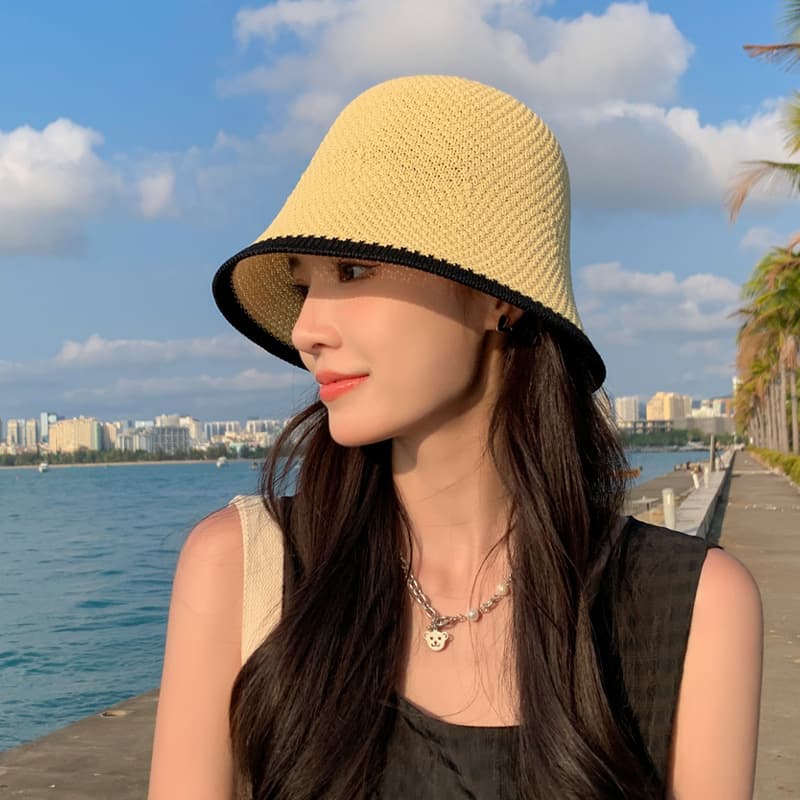 Breathable fashionable universal knitted summer sun hat, city style, UV protection, sun protection 3