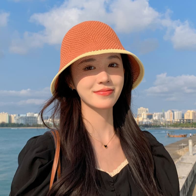 Breathable fashionable universal knitted summer sun hat, city style, UV protection, sun protection 4