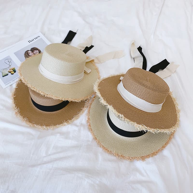 Straw summer beach hat solar-powered, sun protection 2