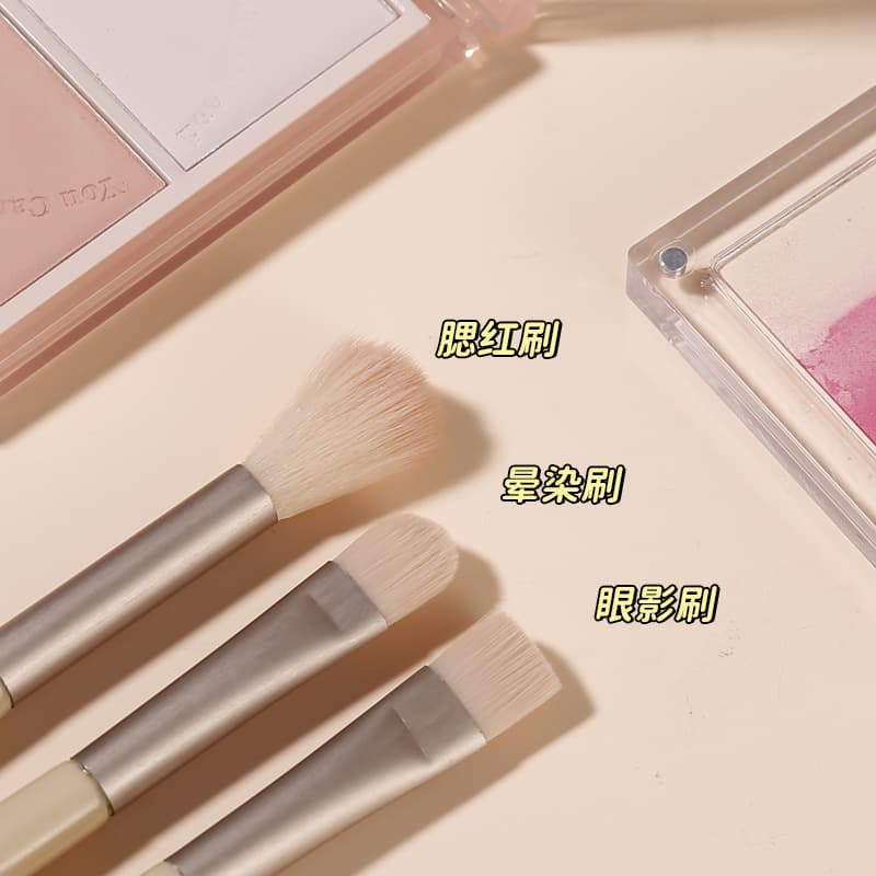 Set, brush, soft face blush, 3 piece set, full set 4