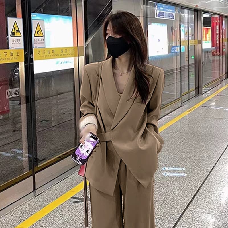 Classic suit jacket, professional set for leisure, suitable for spring and autumn, oversize, high-quality style 4