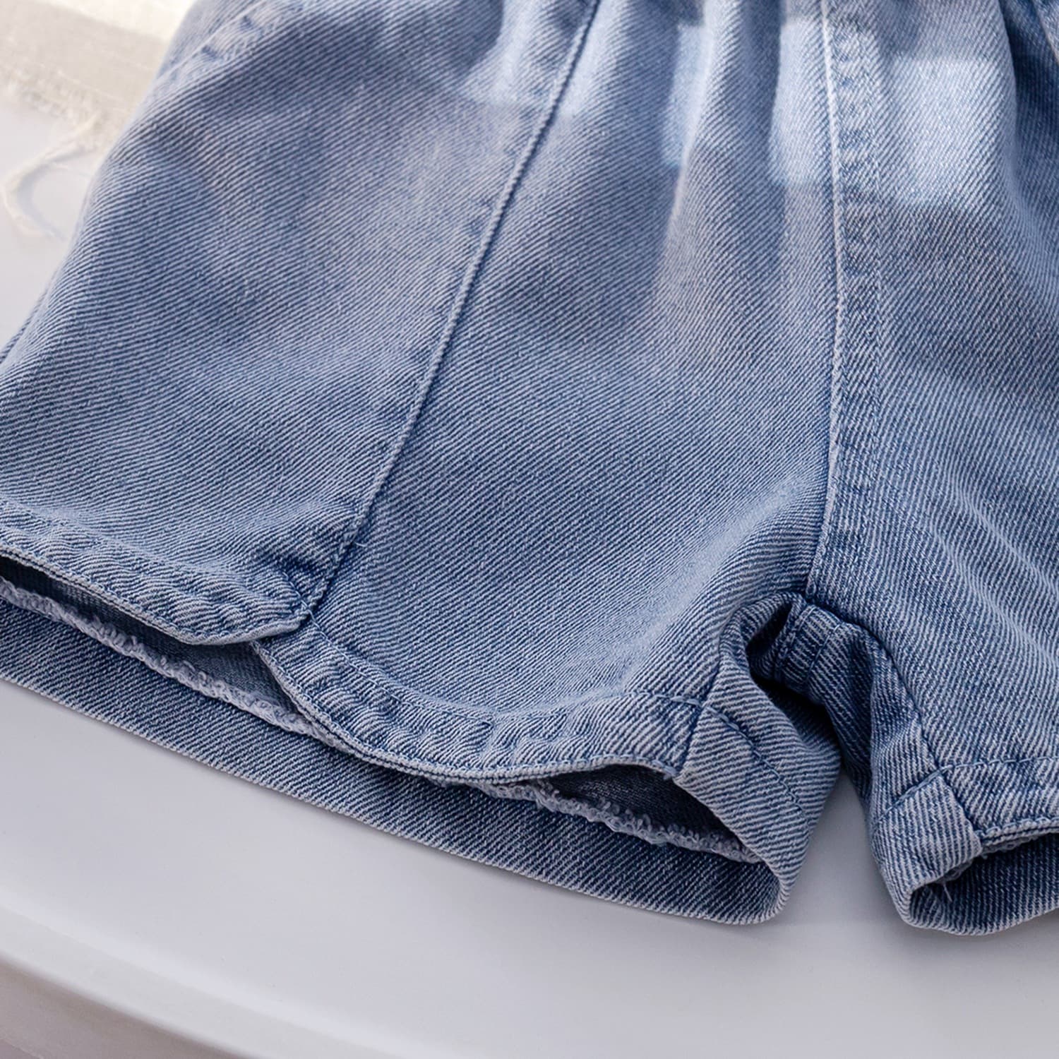 Set, summer short sleeve T-shirt, universal denim skirt, children's shorts, Korean style, simple and elegant design 4