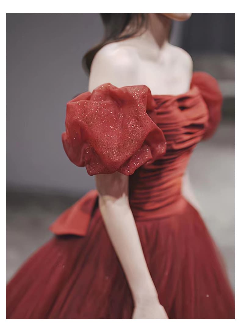 Evening dress, red wedding dress, princess style, french style, for teenagers 4