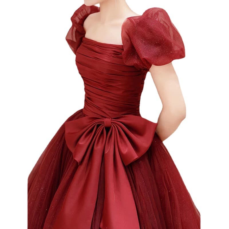 Evening dress, red wedding dress, princess style, french style, for teenagers 5