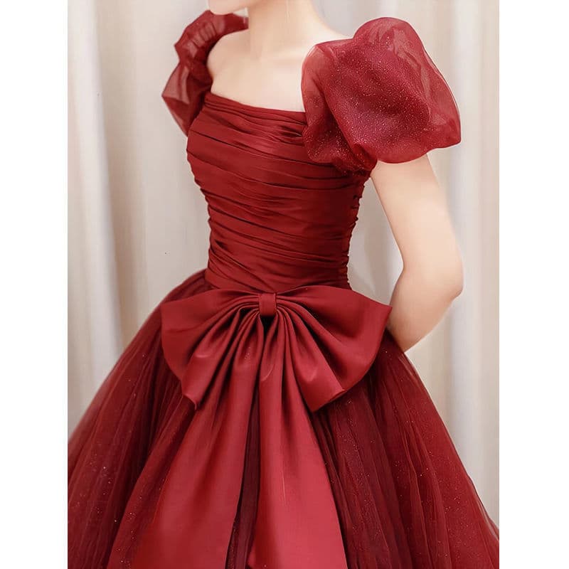 Evening dress, red wedding dress, princess style, french style, for teenagers