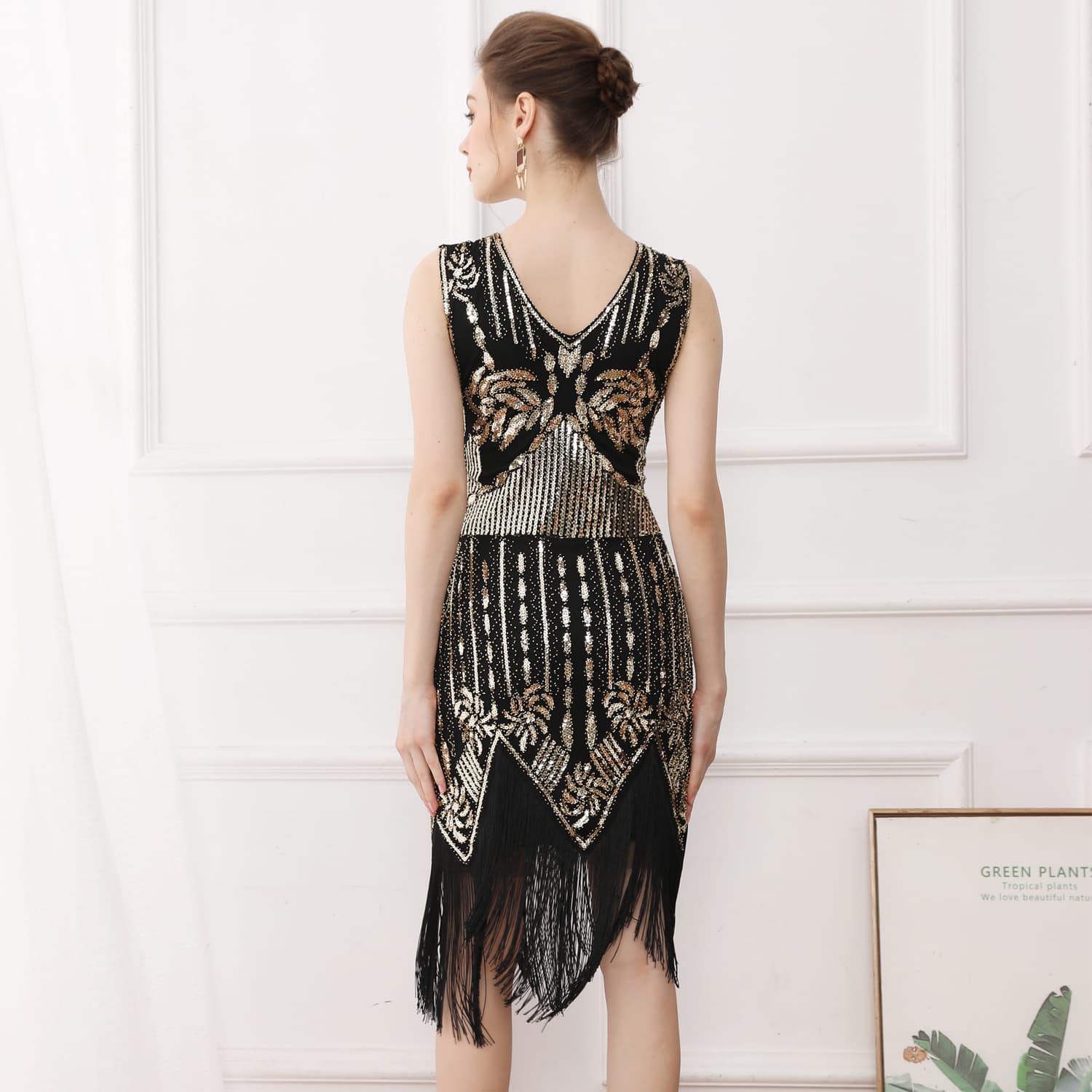 Retro dress, vest, European style, graduation party, V-neckline, plus size 4