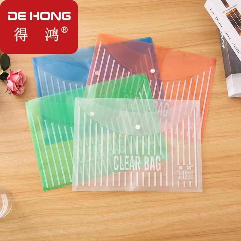 File bag A4 transparent thickened snap-button briefcase student test paper storage bag office supplies information storage bag 2