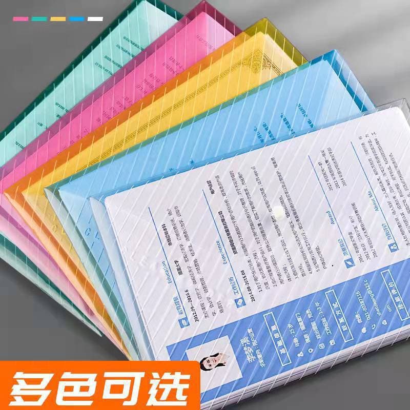 File bag A4 transparent thickened snap-button briefcase student test paper storage bag office supplies information storage bag 4