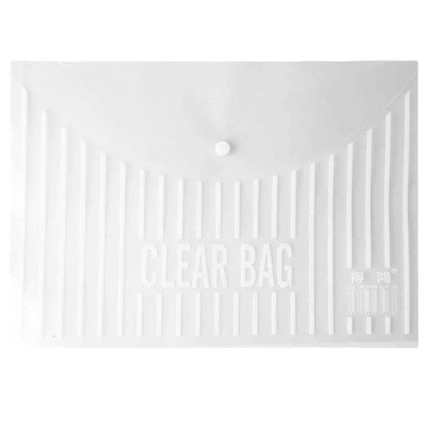 File bag A4 transparent thickened snap-button briefcase student test paper storage bag office supplies information storage bag 5