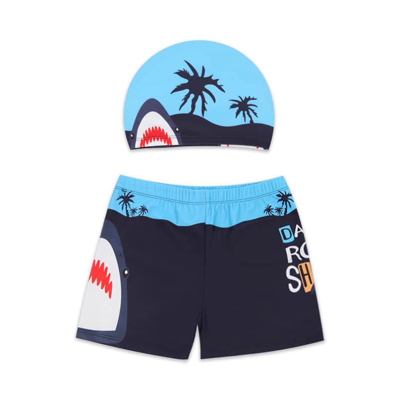 (Wholesale), children's cartoon swimwear for boys, trousers, swimming cap, baby cap, for teenagers 5