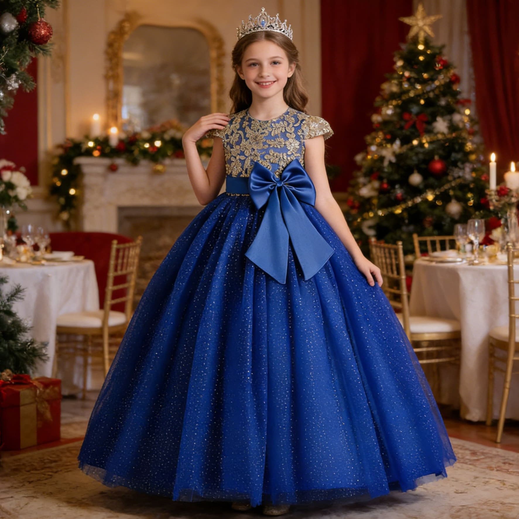 Wedding dress, small princess costume, piano performance costume, girl's skirt, evening dress, European style 2