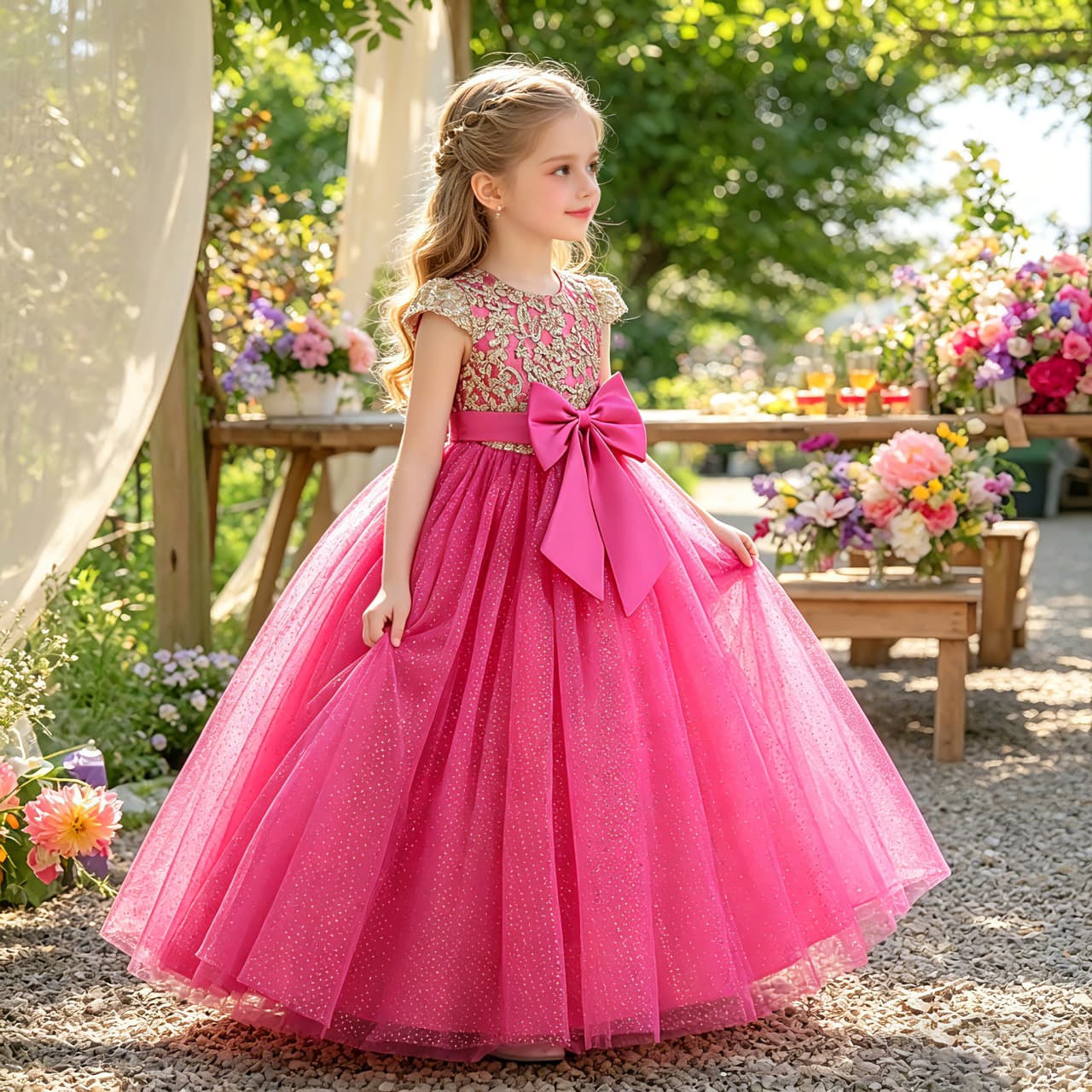 Wedding dress, small princess costume, piano performance costume, girl's skirt, evening dress, European style