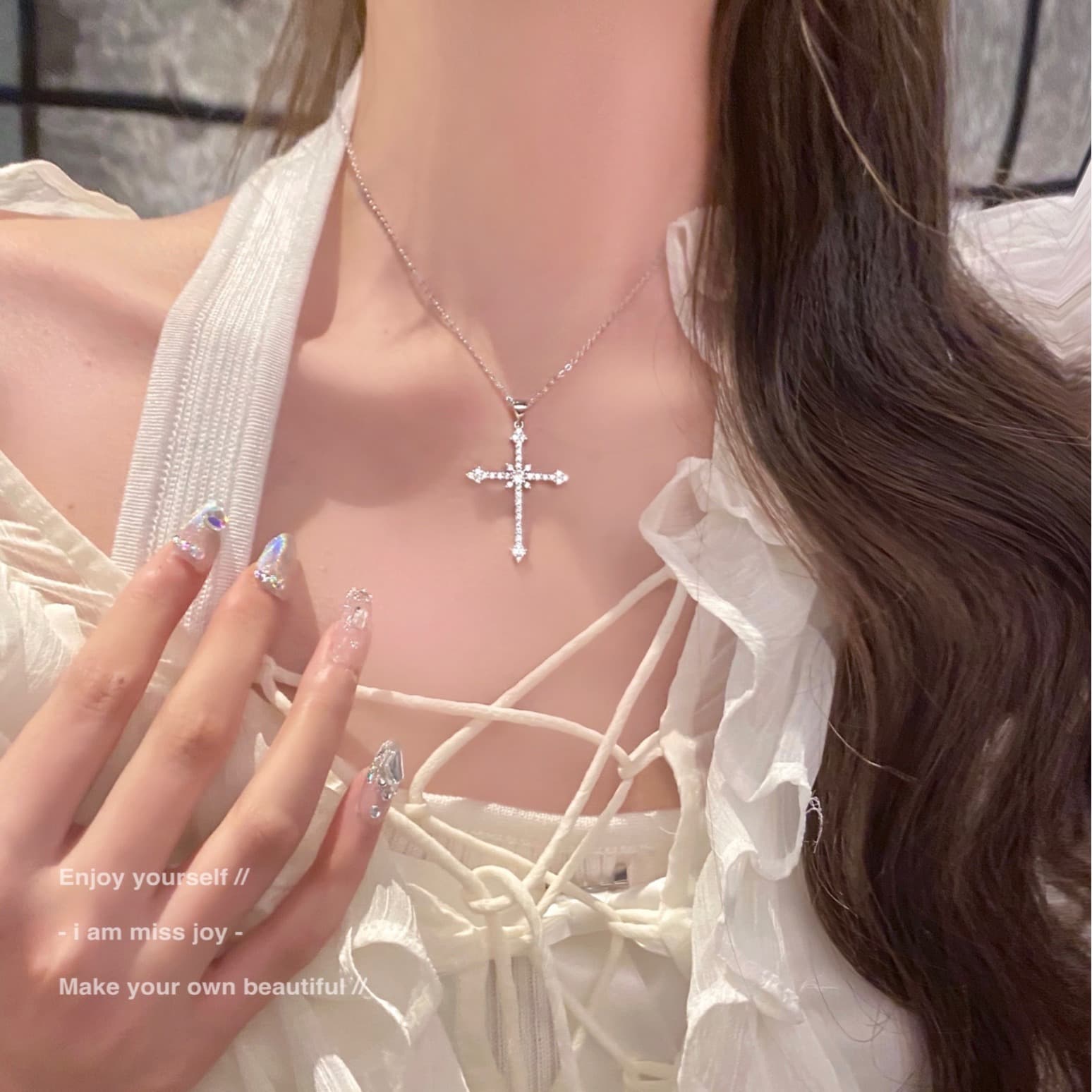 Necklace, pendant with zircon, high-end 2