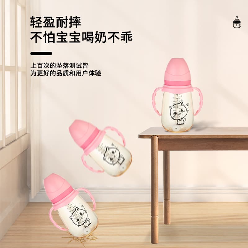 (Wholesale), children's handle for new born with glass, silicone shatterproof pacifier, anti-colic bottle detergent 4
