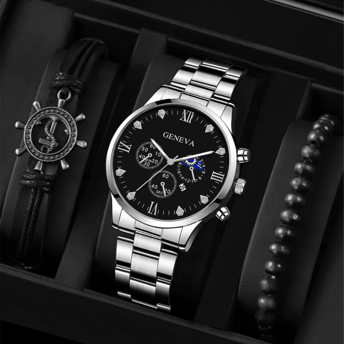 Trend universal fashionable quartz watches, bracelet, set, watch, factory direct supply, men's style 2