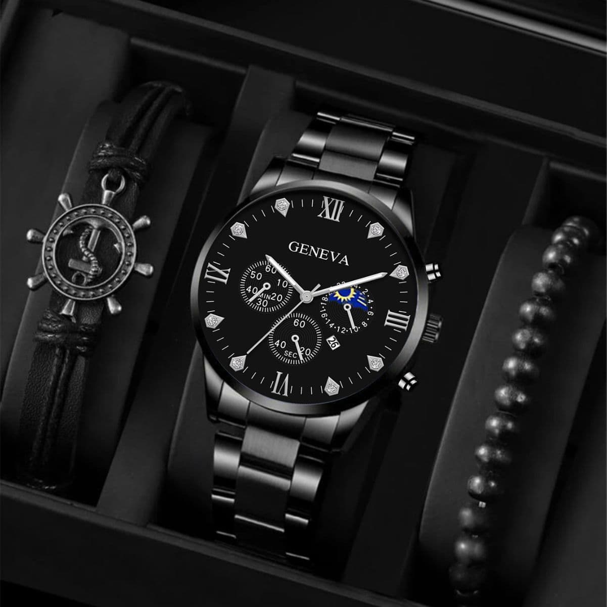 Trend universal fashionable quartz watches, bracelet, set, watch, factory direct supply, men's style