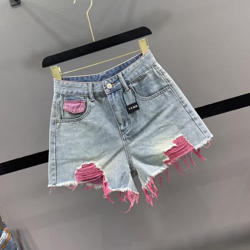 Denim skirt, shorts, summer fitted trousers, high waist, A-line 2