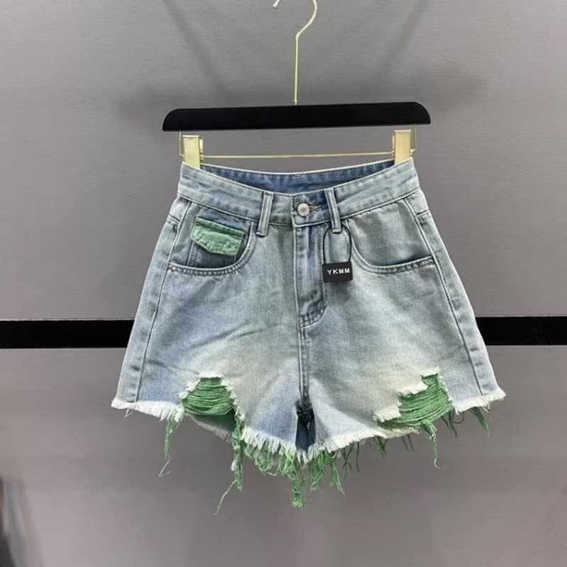 Denim skirt, shorts, summer fitted trousers, high waist, A-line 3