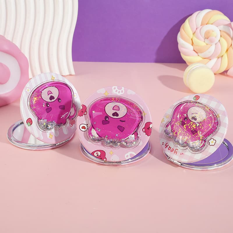 Berry Li Bear PU Round Sand Mirror Purple Star Rabbit Strawberry Party Portable Portable Fold Folding Small Mirror 2