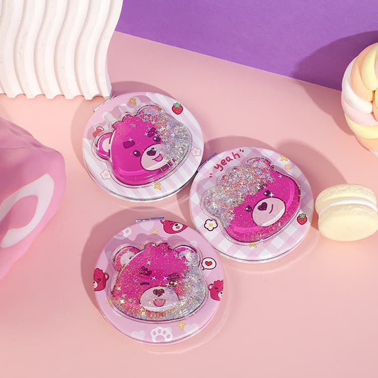 Berry Li Bear PU Round Sand Mirror Purple Star Rabbit Strawberry Party Portable Portable Fold Folding Small Mirror 6