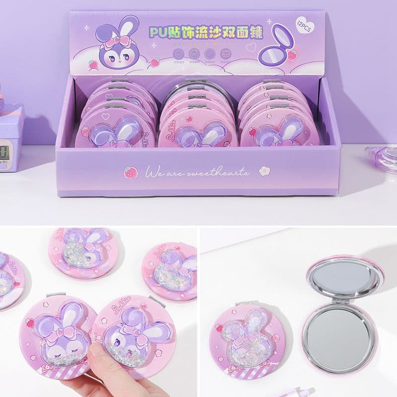 Berry Li Bear PU Round Sand Mirror Purple Star Rabbit Strawberry Party Portable Portable Fold Folding Small Mirror 7