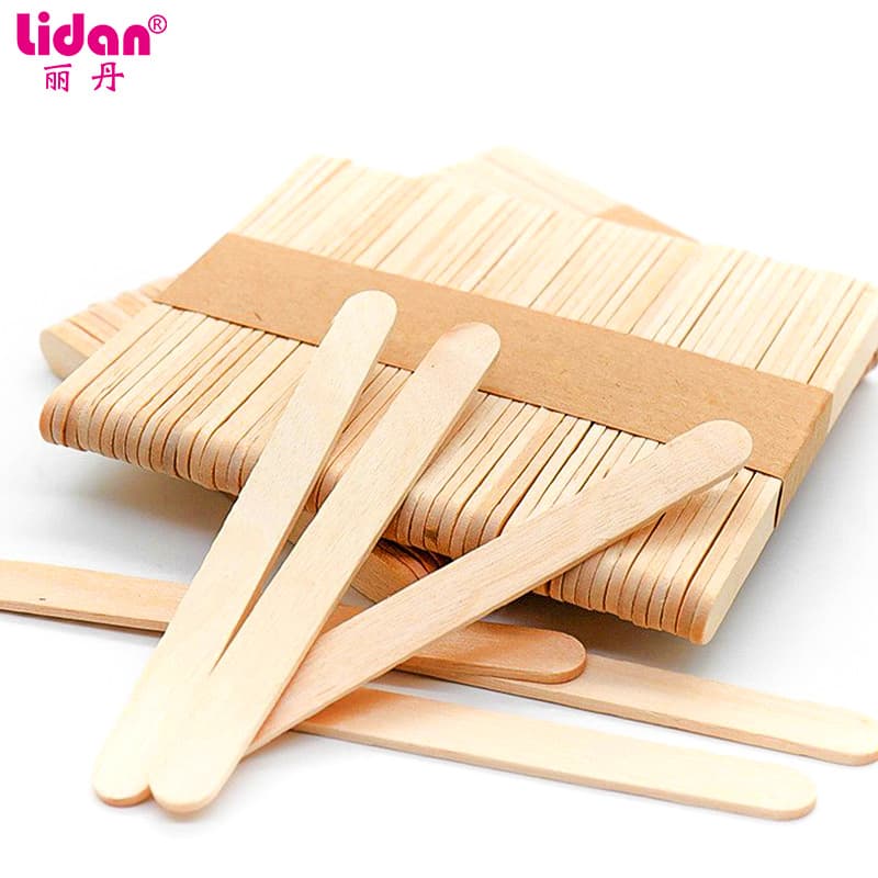 Disposable waxed wood stick for hair removal, 100 pieces in log bag, beauty hair removal wax stick, wax stick, tongue depressor stick 3