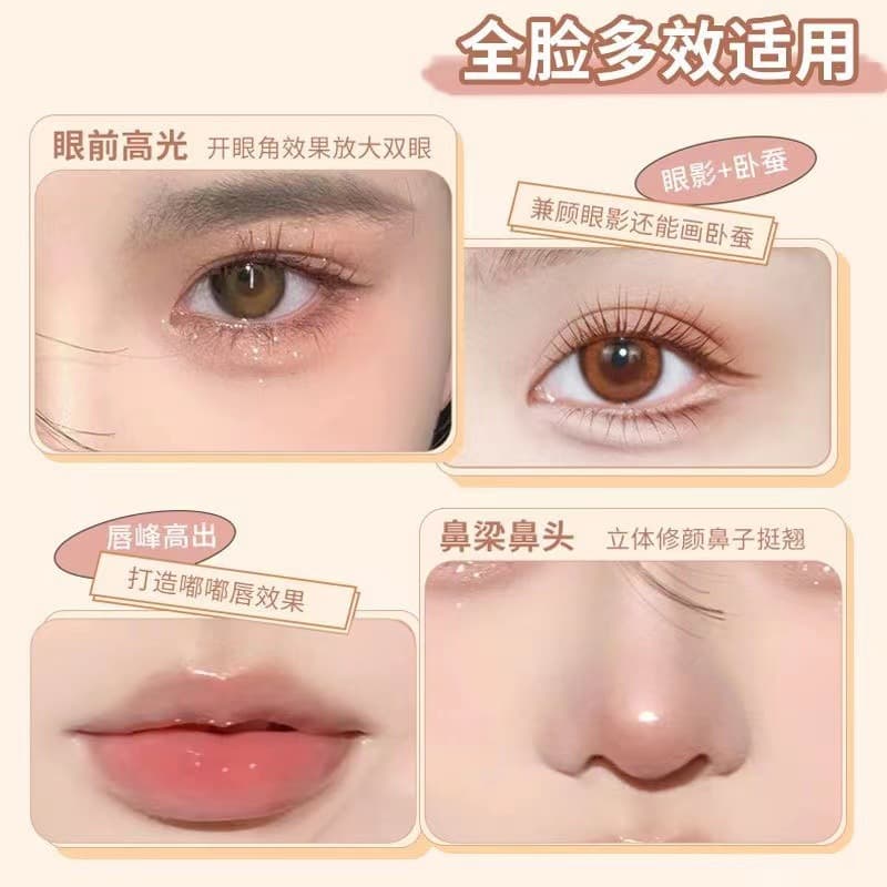 Highlighter for eye makeup, double-sided eye shadow for contouring, no smudge 2