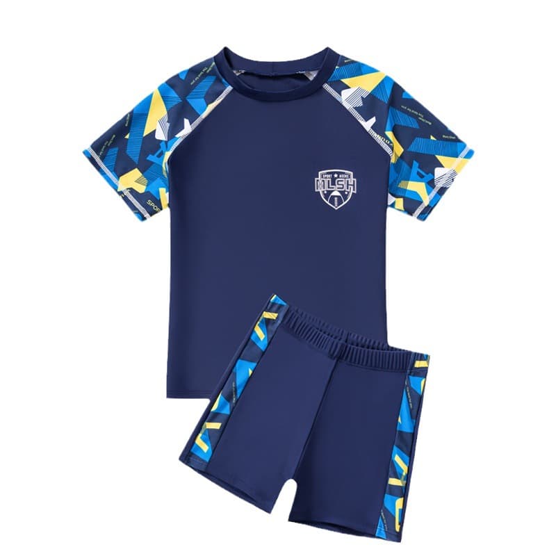 Children's swimwear, split set, light and thin beach trousers for boys, for teenagers, with short sleeve 5