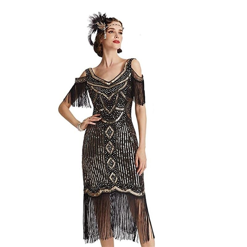 Retro elite evening dress, European style, with sequins 2