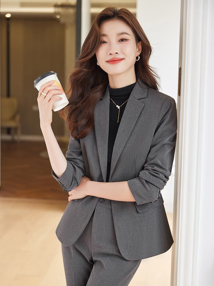 Classic suit jacket, autumn demi-season fashionable elegant set for work 2