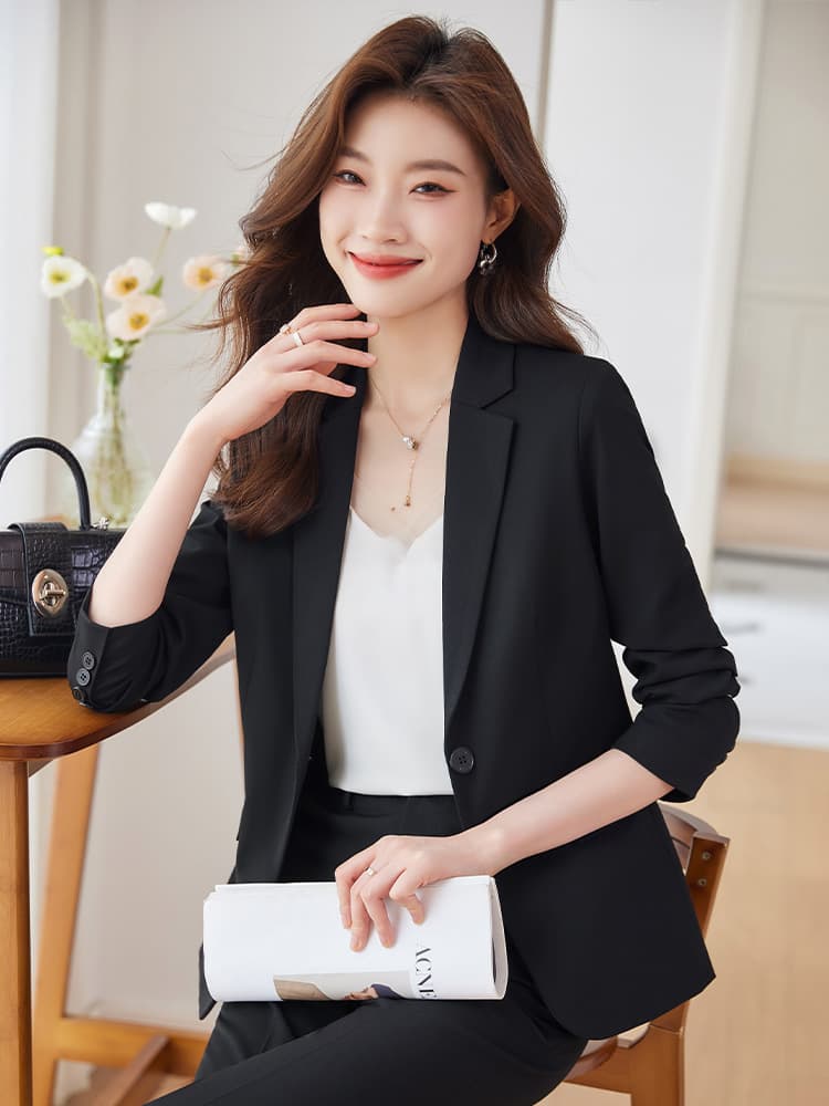 Classic suit jacket, autumn demi-season fashionable elegant set for work 3
