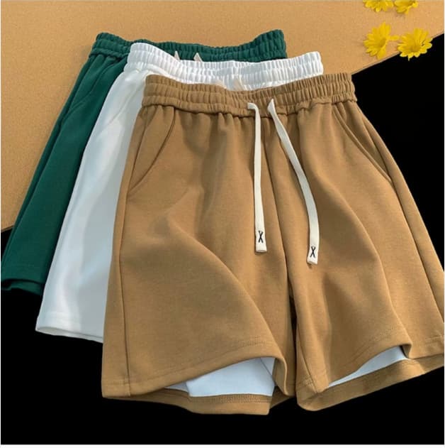 Solid summer shorts, retro basketball sports casual trousers for leisure, American style