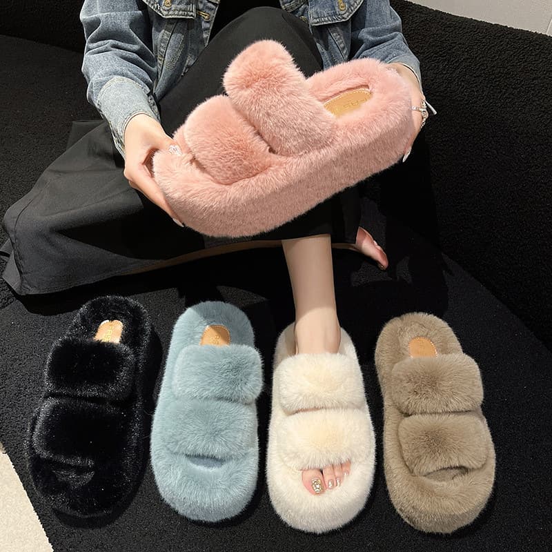 (Cross-border trading), demi-season keep warm women's slippers platform flat, heel height 7 cm, suitable for outdoor wear, Collection Year 2025 2