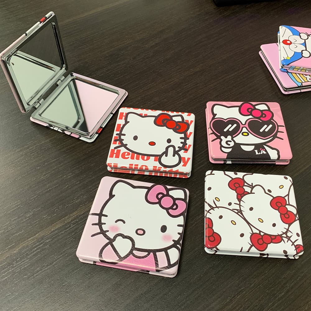 Hello kitty, cute handheld folding mirror for students, kitten, custom-made, print 2