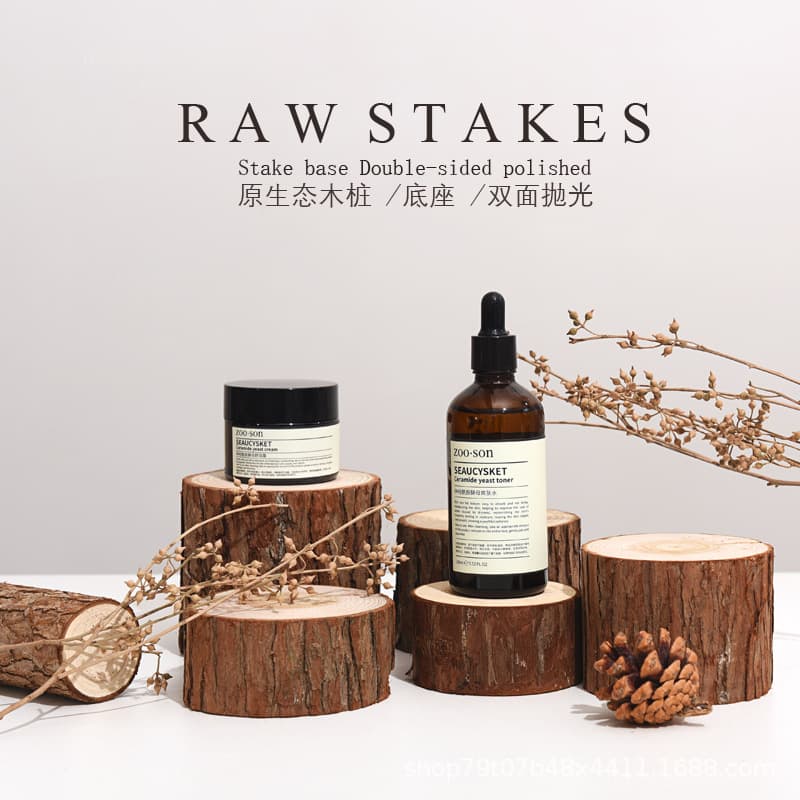 Natural wood pile base photography props round wood head film background decoration decorative decoration inspiration display static shoot shoot 3