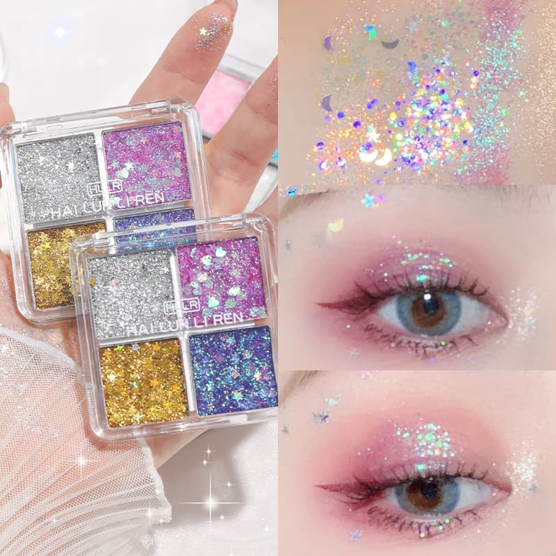 June 1st stage performance large sequined four-color eyeshadow 61st party dance stage fine glitter 4-color sequined eyeshadow 3