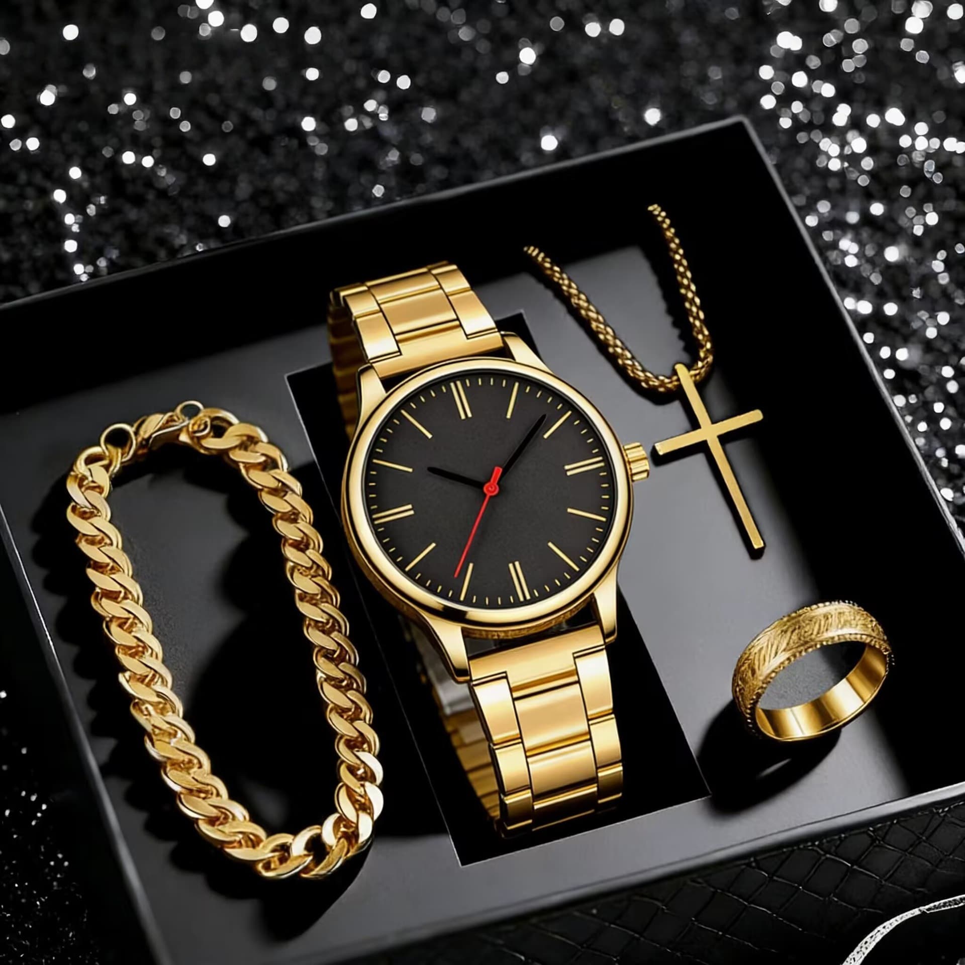 (Cross-border trading), fashionable trend sports steel belt, watch, quartz watches, set 3
