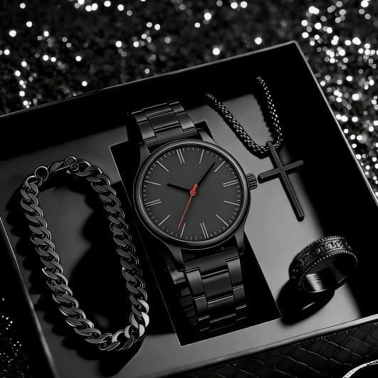 (Cross-border trading), fashionable trend sports steel belt, watch, quartz watches, set 4