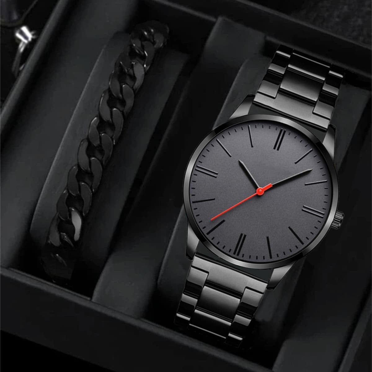 (Cross-border trading), fashionable trend sports steel belt, watch, quartz watches, set