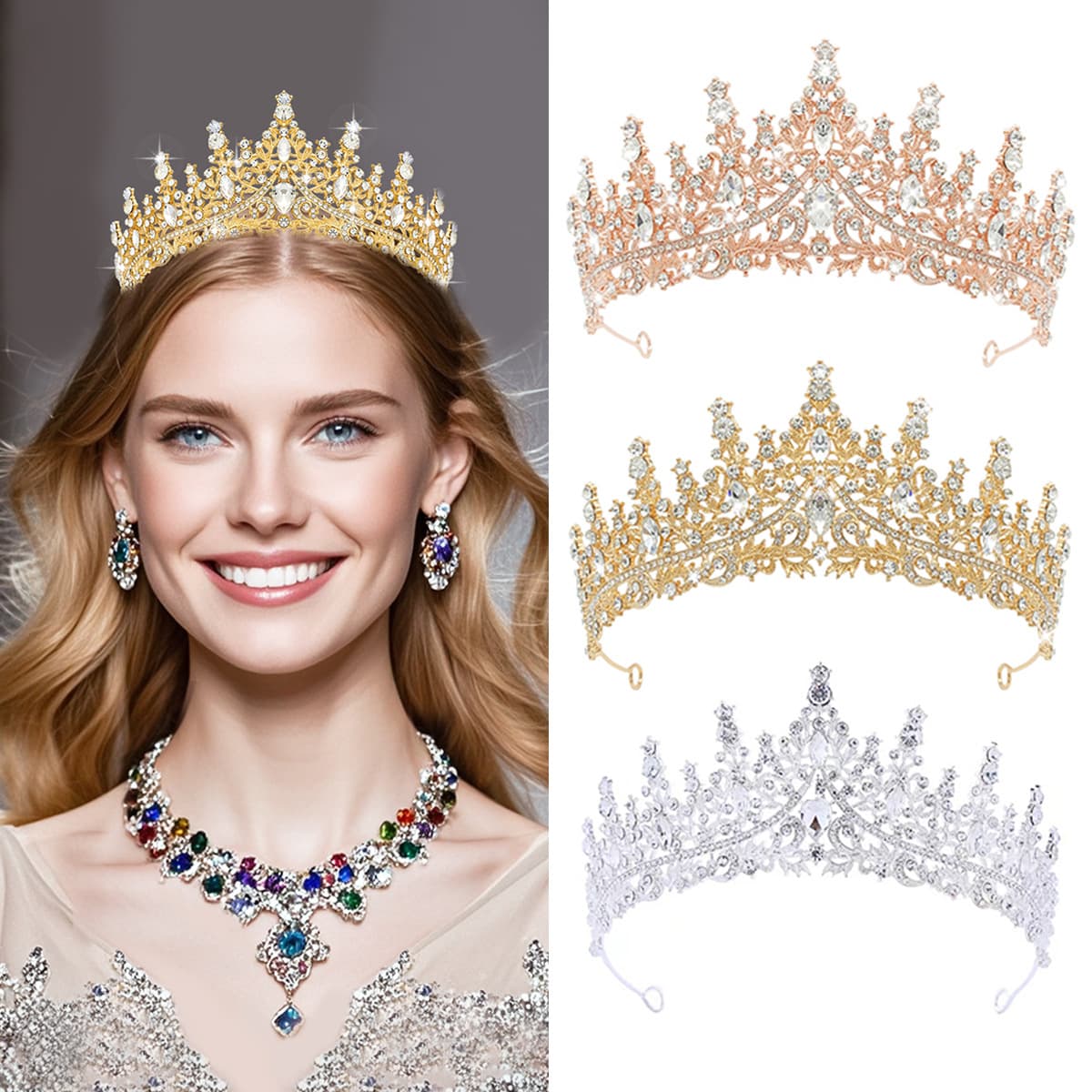 Elite tiara for bride, metal golden water, crown for adults, accessory, European style 2