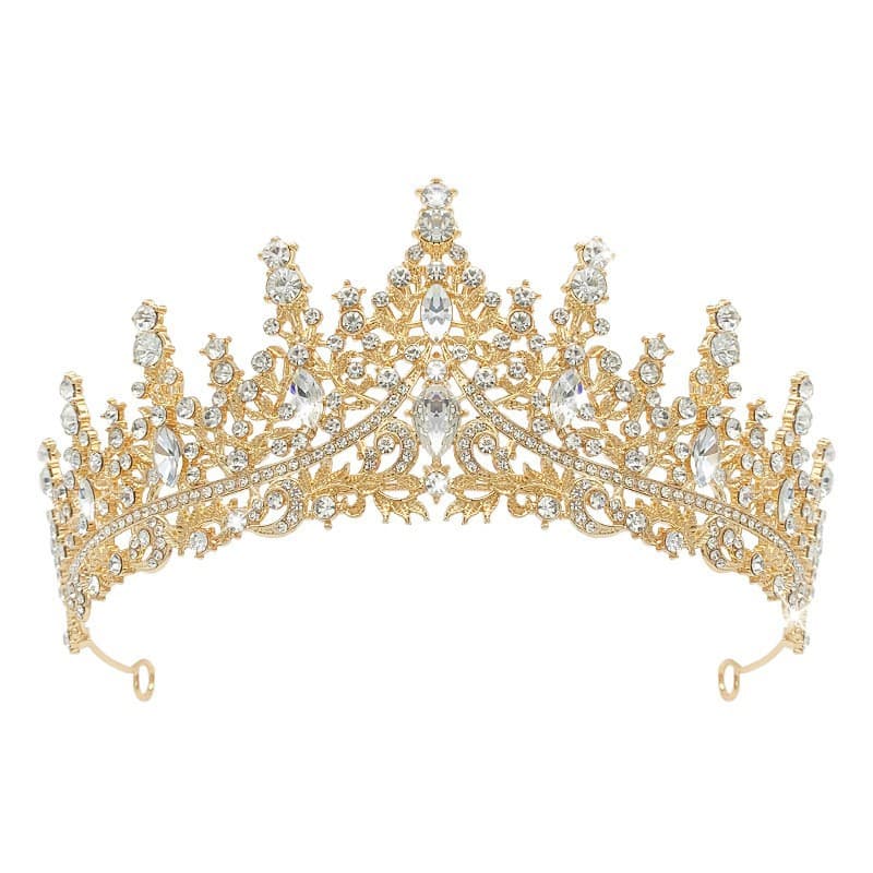 Elite tiara for bride, metal golden water, crown for adults, accessory, European style 5