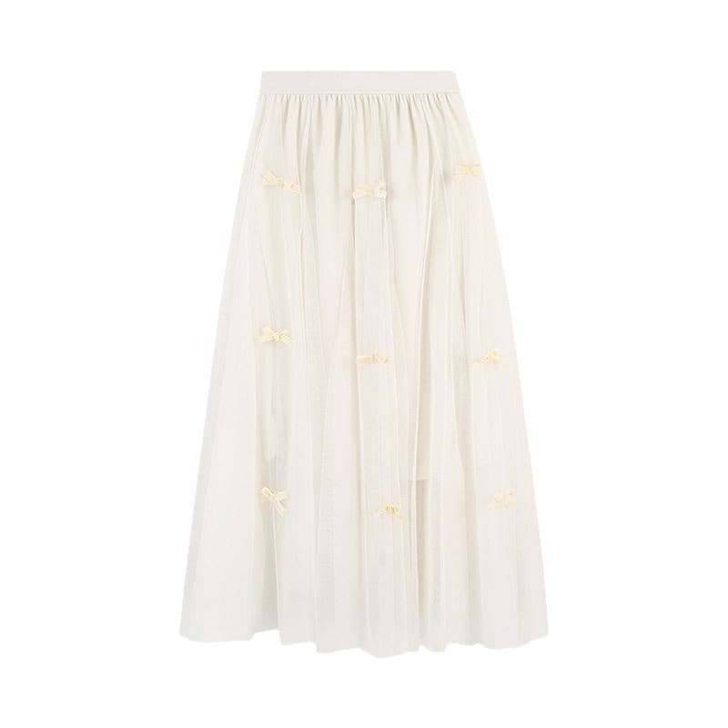 Elite long skirt with bow, mid-length, suitable for spring and autumn, A-line 5