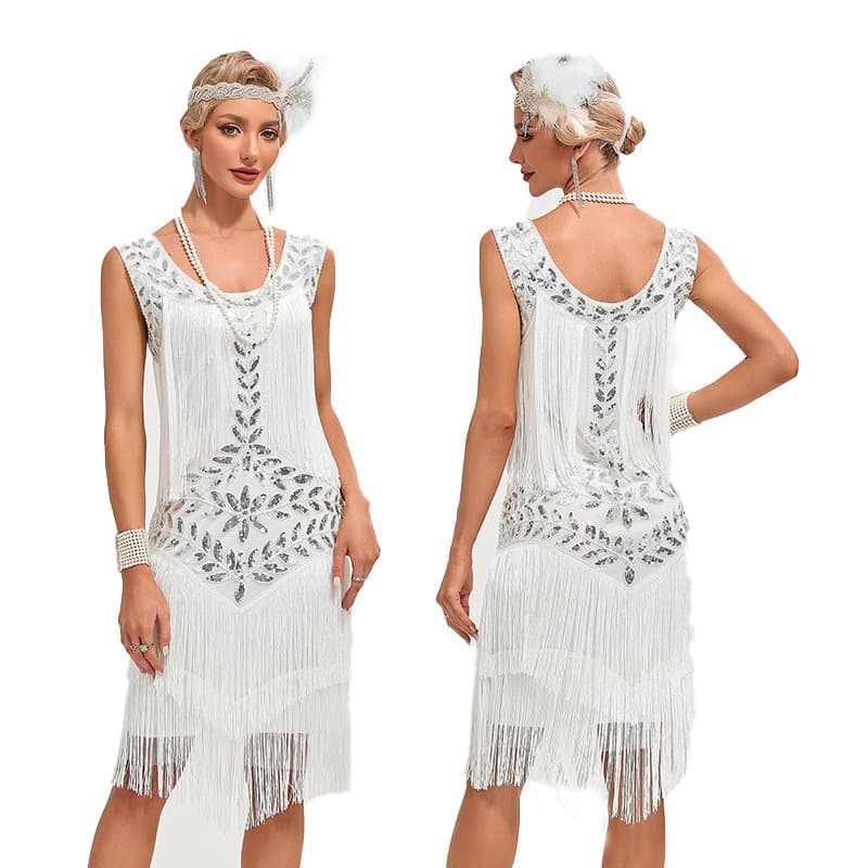 Retro dress with a round collar, vest, European style, 1920s retro, graduation party, plus size 3