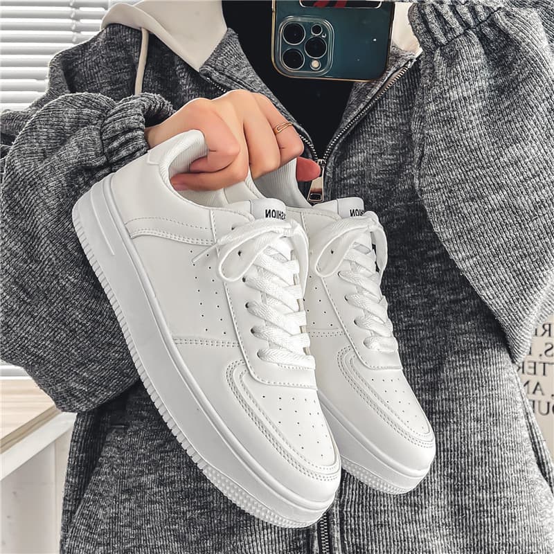 Summer breathable casual universal white white sneakers for students, for teenagers, 2023 collection
