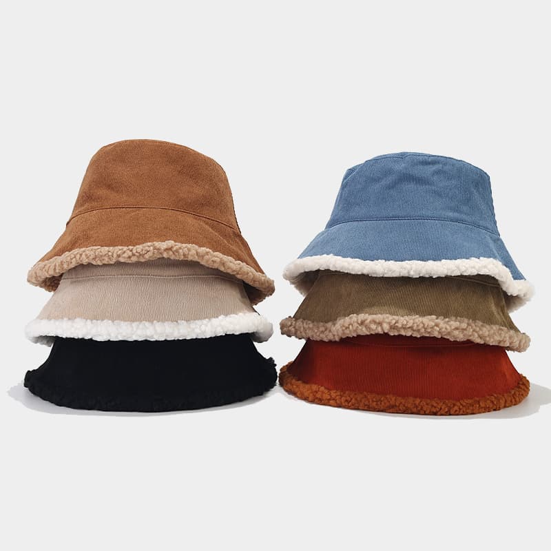 Japanese retro corduroy demi-season double-sided velvet hat
