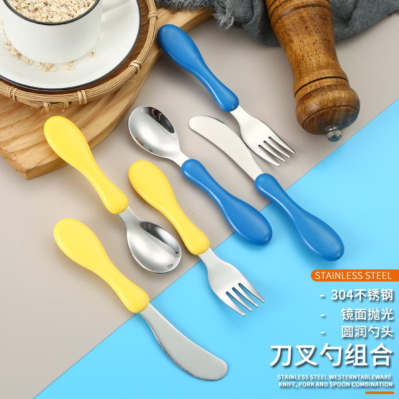Tableware for feeding stainless steel, children's spoon for training, set for food, stainless steel AISI 304, Birthday gift
