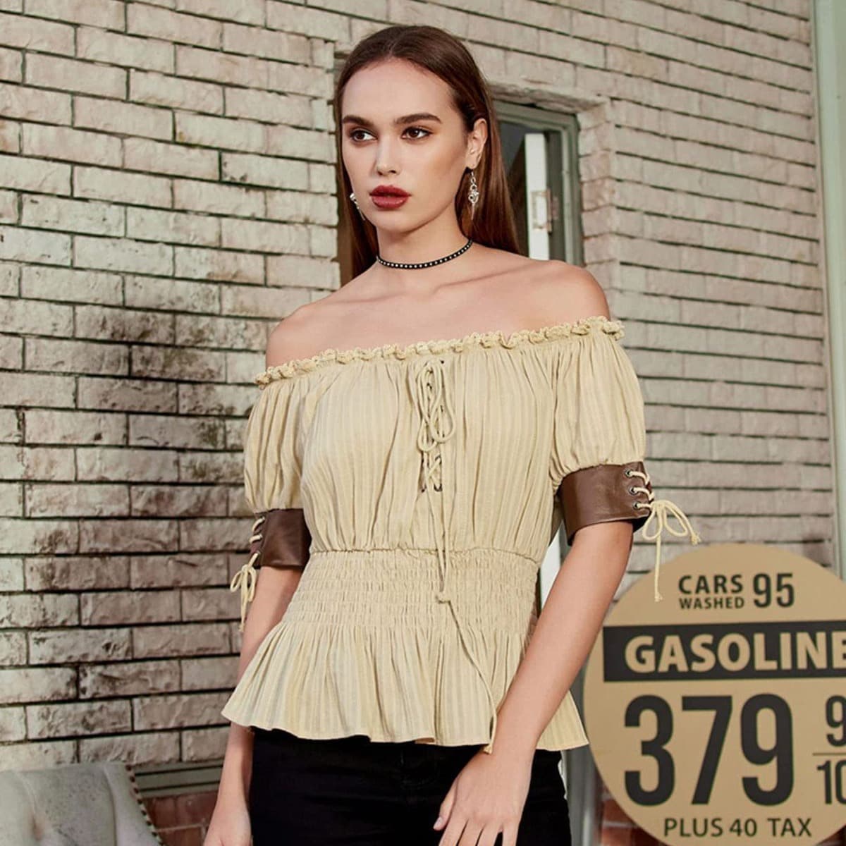 2023 new PARTY European and American short -sleeved female Renaissance medieval top
