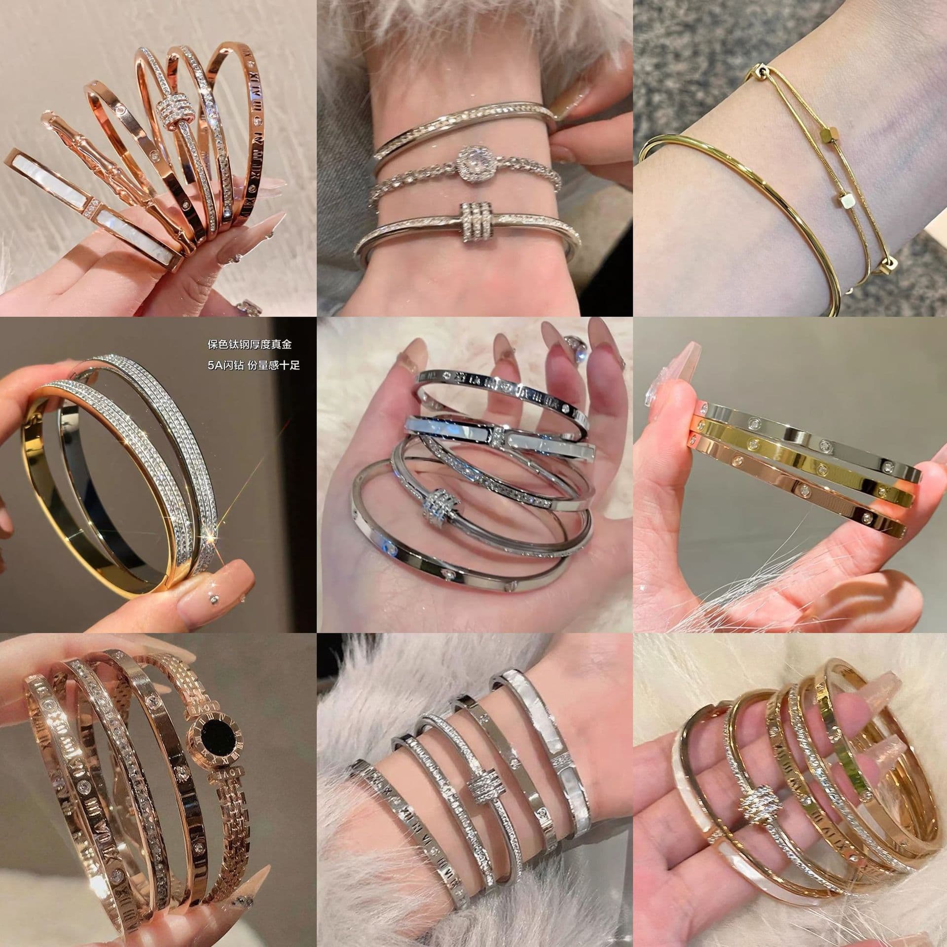 Fashionable women's bracelet, universal jewelry stainless steel, light luxury style, high-quality style, micro incrustation, diamond encrusted, simple and elegant design, does not fade, for beloved