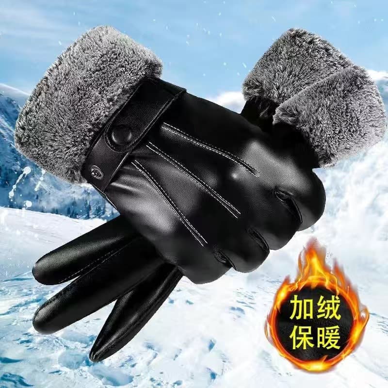 Men's demi-season warm waterproof windproof travel gloves 4