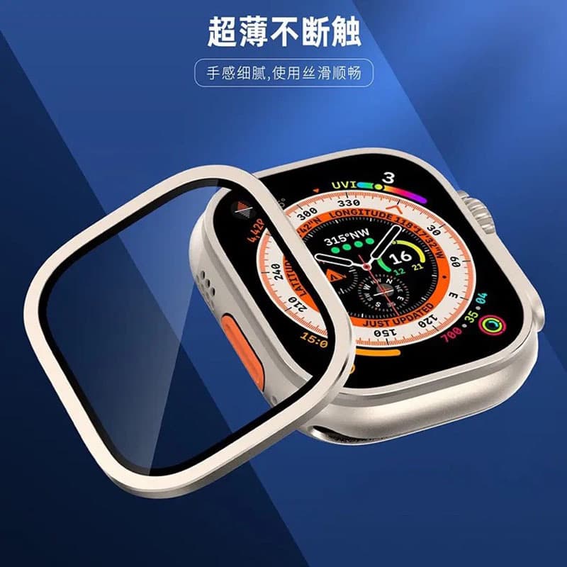 Suitable for Apple watch Ultra3 watch titanium alloy frame tempered film 49mm anti-peeping protective film 2